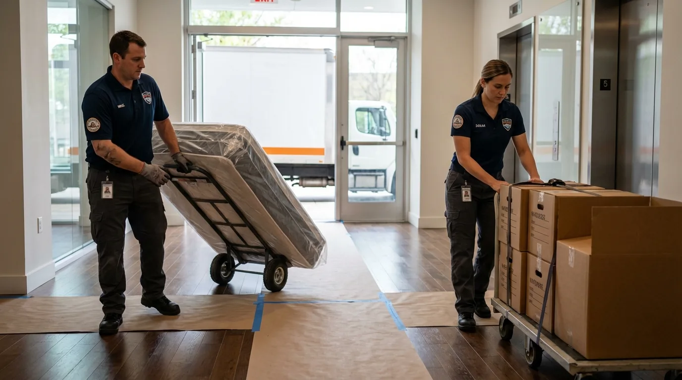 Professional apartment movers loading elevator in Sparkill, NY